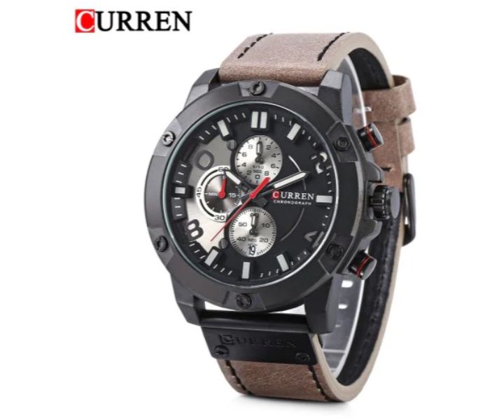 Curren 8285 Six Pin Sports Quartz Curren Watch For Men - Coffee and Black