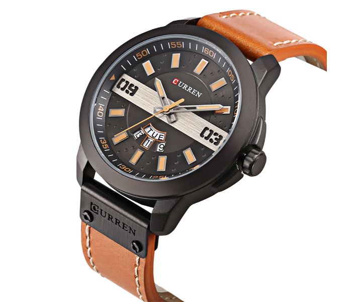 Curren 8286 Business Quartz Curren Watch For Men - Brown and Grey