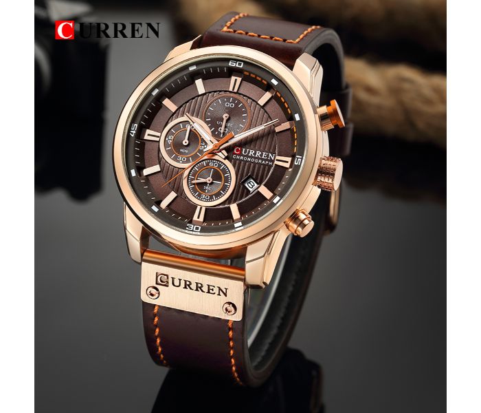 Curren 8291 Analog Sports Curren Watch For Men - Coffee