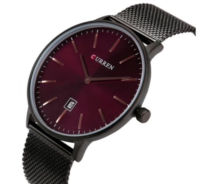 Curren 8302 Stainless Steel Analog Quartz Curren Watch For Men - Red And Black