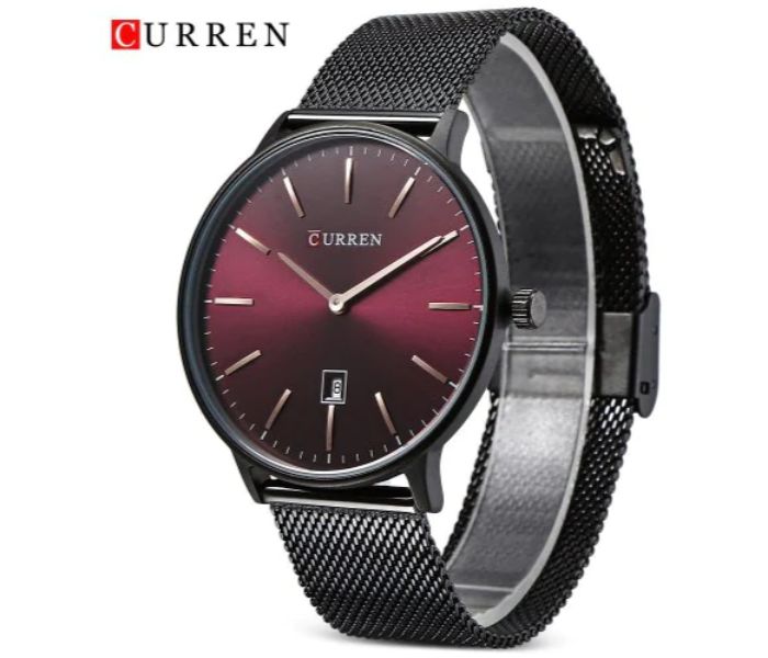 Curren 8302 Stainless Steel Analog Quartz Curren Watch For Men - Red And Black