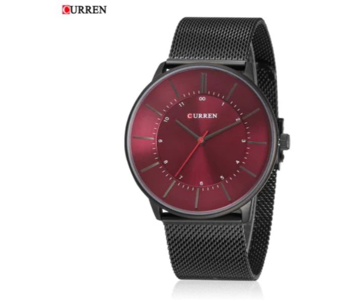 Curren 8303 Analog Quartz Curren Watch For Men - Black and Red Wine