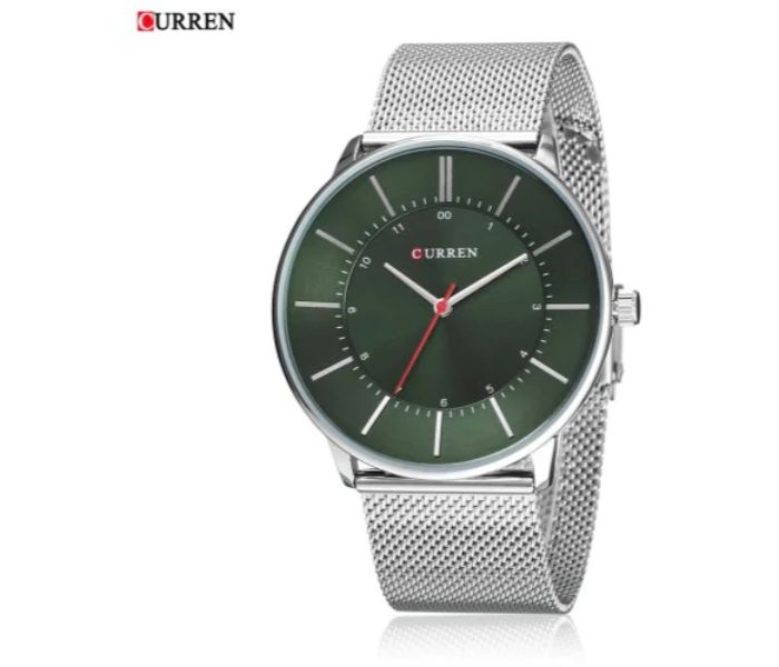 Curren 8303 Analog Quartz Curren Watch For Men - Silver and Green