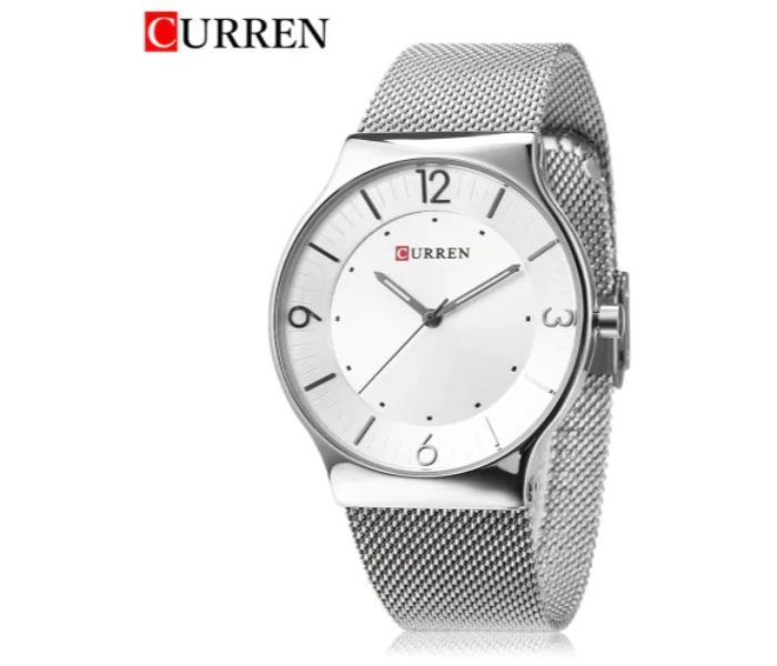 Curren 8304 Casual Quartz Curren Watch For Men - Silver