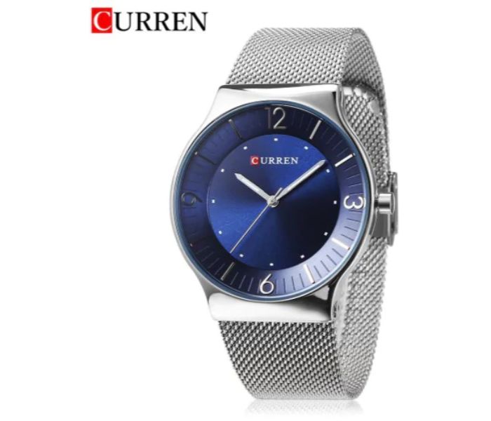 Curren 8304 Casual Quartz Curren Watch For Men - Silver and Blue