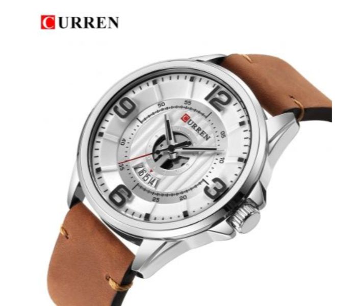 Curren 8305 Fashion Quartz Curren Watch For Men - Brown and White