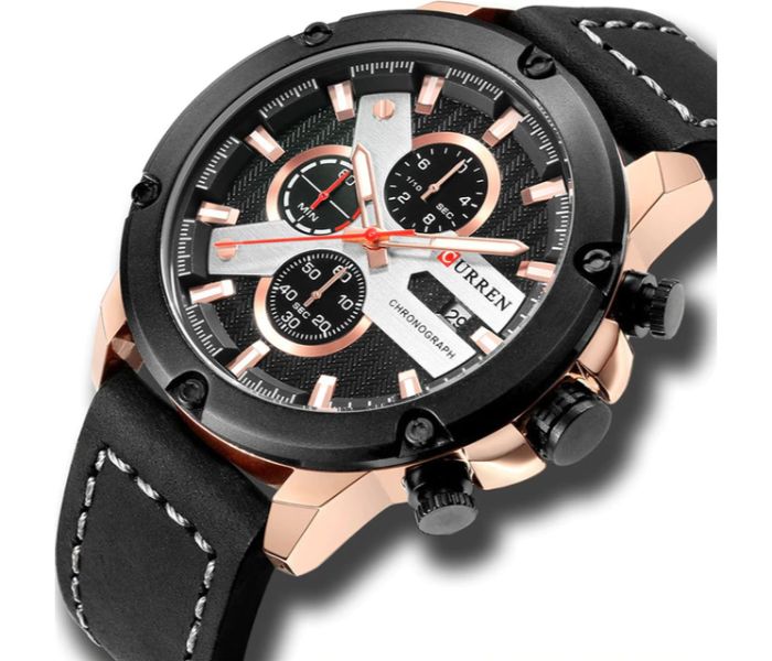 Curren 8308 Fashion Quartz Curren Watch For Men - Black and Rose Gold