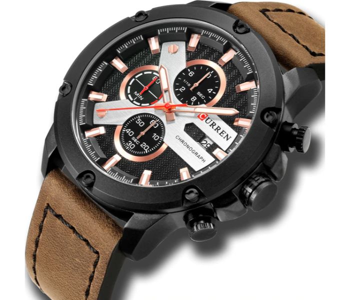 Curren 8308 Fashion Quartz Curren Watch For Men - Brown and Black