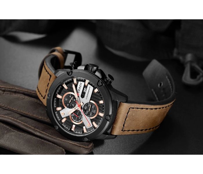 Curren 8308 Fashion Quartz Curren Watch For Men - Brown and Black