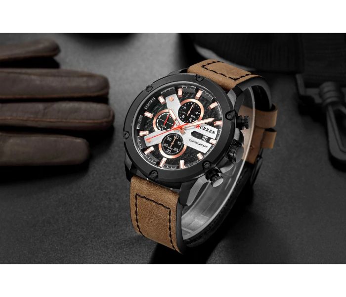 Curren 8308 Fashion Quartz Curren Watch For Men - Brown and Black