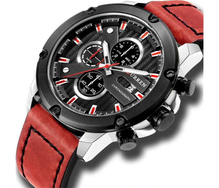 Curren 8308 Fashion Quartz Curren Watch For Men - Red and Black