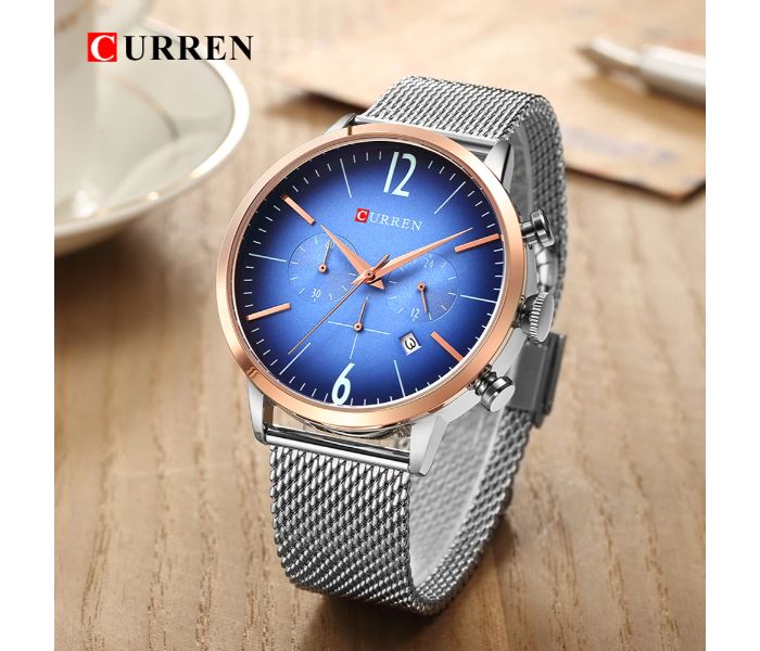 Curren 8313 Luxury Quartz Curren Watch For Men - Silver And Blue