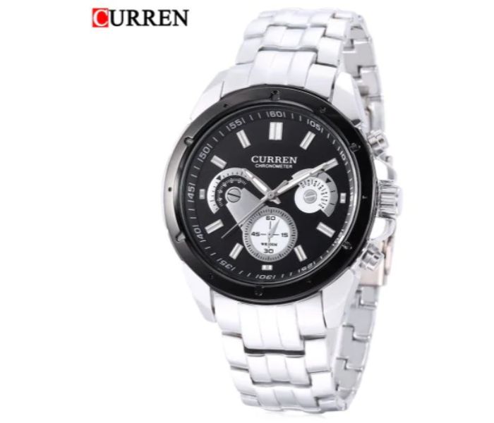 Curren 8009 Stainless Steel Analog Curren Watch For Men - Silver And Black