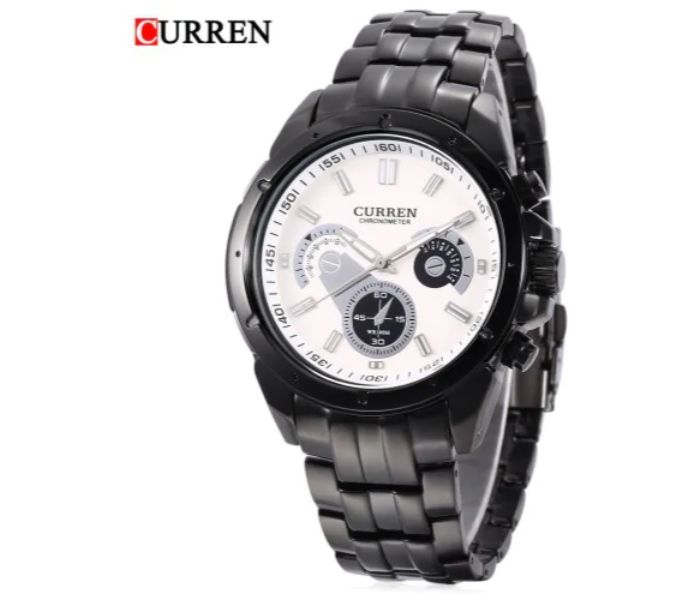 Curren 8009 Stainless Steel Analog Curren Watch For Men - White And Black