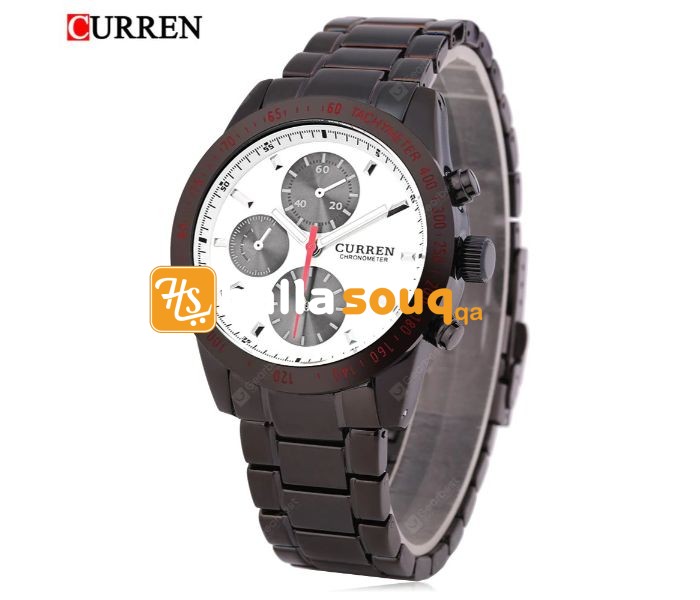 Curren 8016 Stainless Steel Analog Curren Watch For Men - White And Black