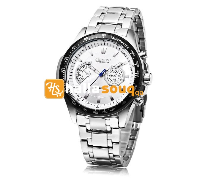 Curren 8020 Stainless Steel Analog Curren Watch For Men - Silver And White