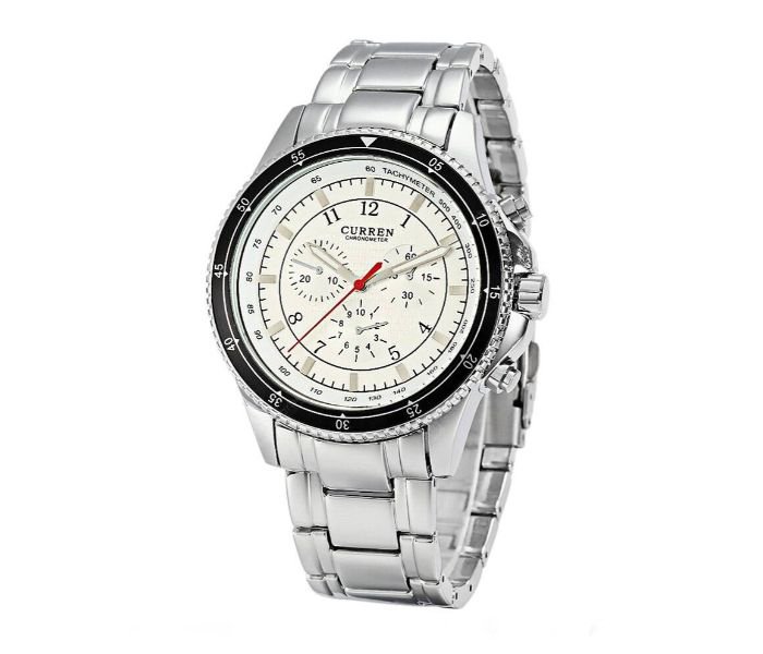 Curren 8055 Stainless Steel Analog Curren Watch For Men - Silver And White