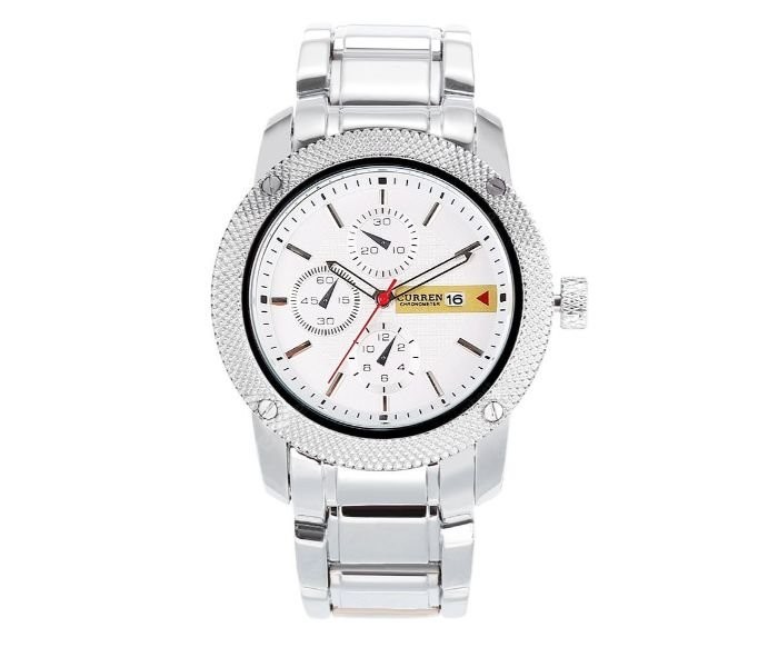 Curren 8069 Stainless Steel Analog Curren Watch For Men - Silver And White