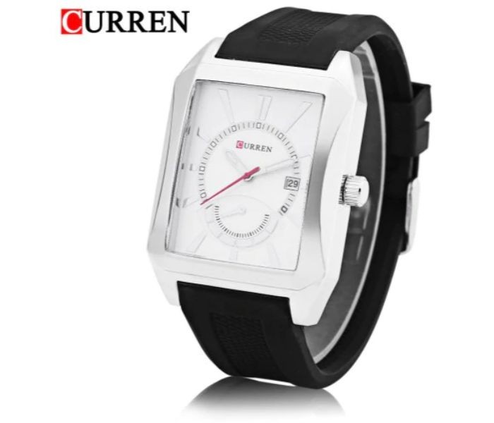Curren 8144 Rubber Strap Analog Curren Watch For Men - Black And White
