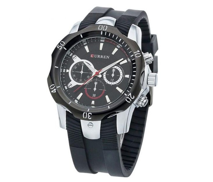 Curren 8163 Silicone Straps Curren Watch For Men - - Black