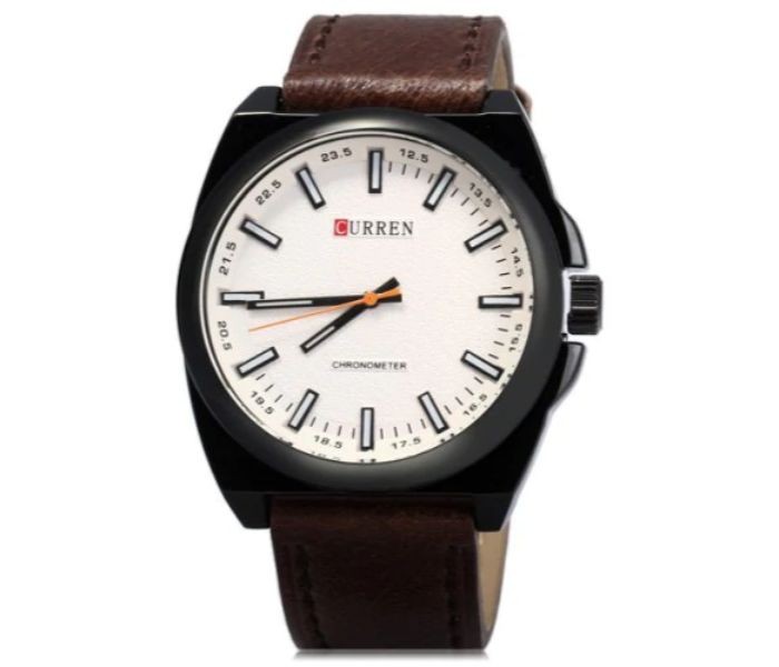 Curren 8168 Casual Analog Quartz Curren Watch For Men - Brown And White