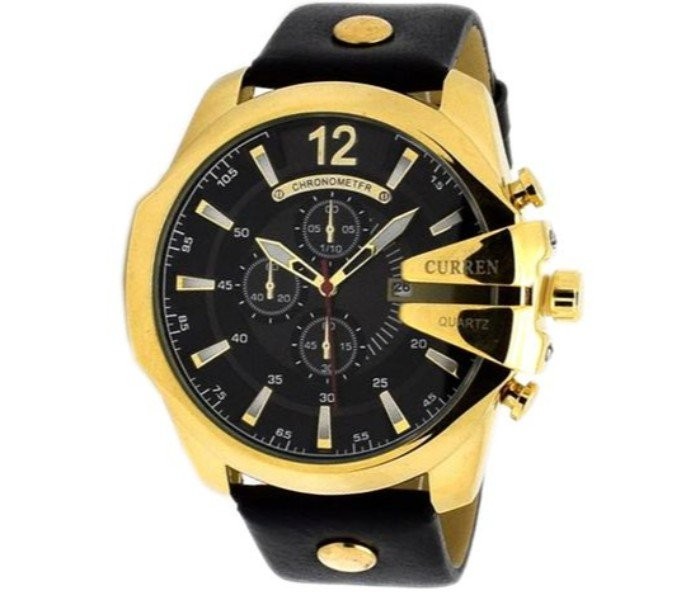 Curren 8176 Leather Band Analog Curren Watch For Men - Yellow