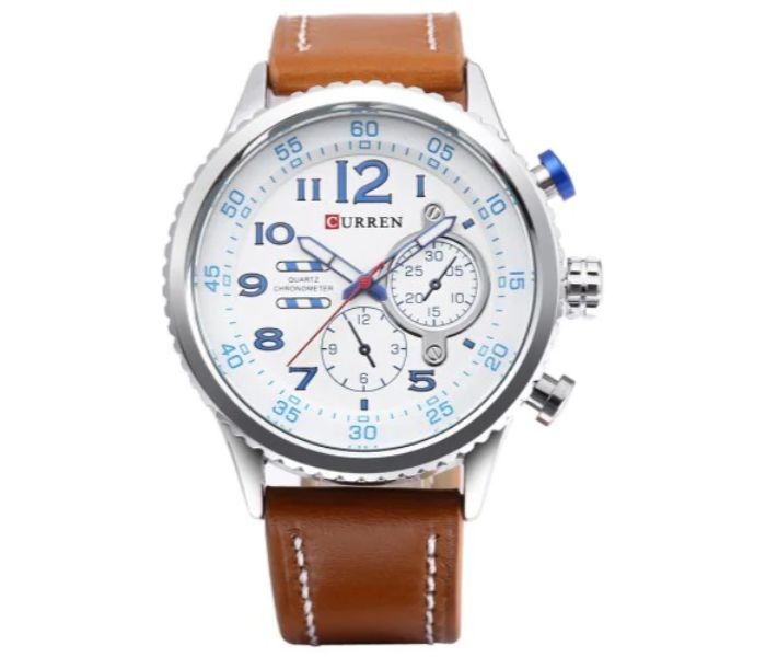 Curren 8179 Casual Analog Quartz Curren Watch For Men - Silver And White