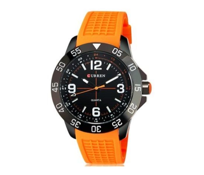 Curren 8181 Analog Quartz Curren Watch For Men - Orange And Black