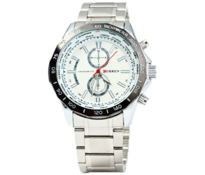 Curren 8186 Stainless Steel Analog Curren Watch For Men - White And Silver