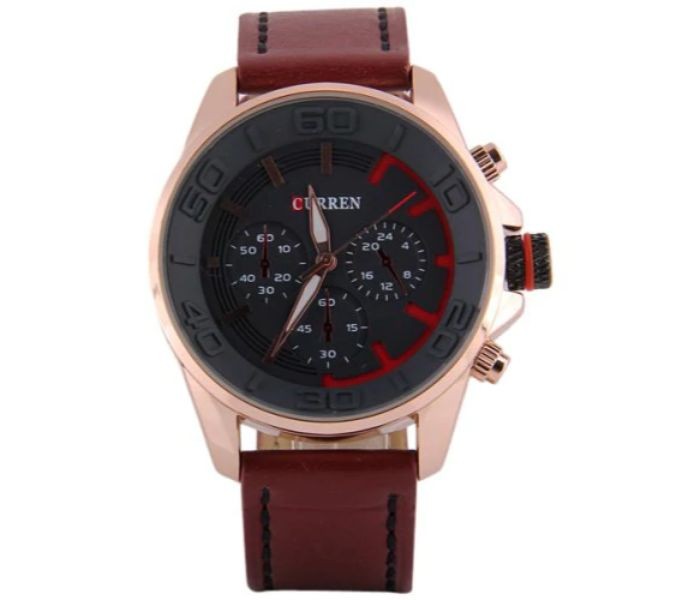 Curren 8187 Casual Analog Quartz Curren Watch For Men - Coffee And Black