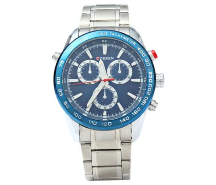 Curren 8189 Stainless Steel Analog Curren Watch For Men - Silver And Blue