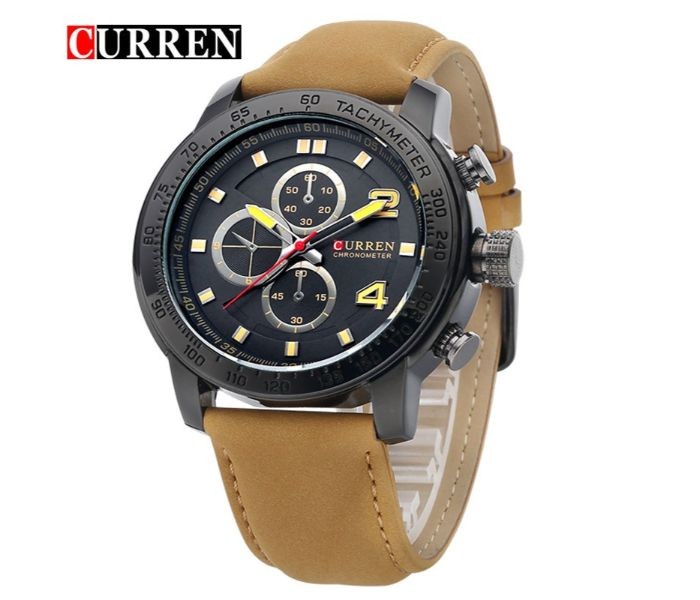 Curren 8190 Casual Analog Quartz Curren Watch For Men - Black And Brown