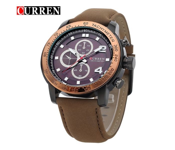 Curren 8190 Casual Analog Quartz Curren Watch For Men - Brown