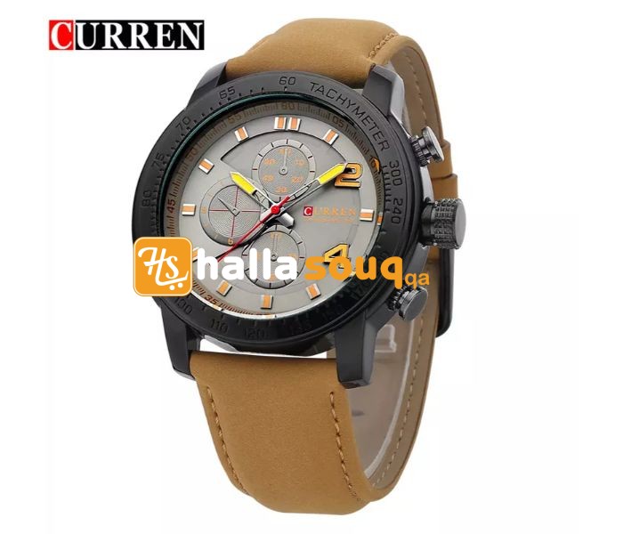 Curren 8190 Casual Analog Quartz Curren Watch For Men - Grey And Brown