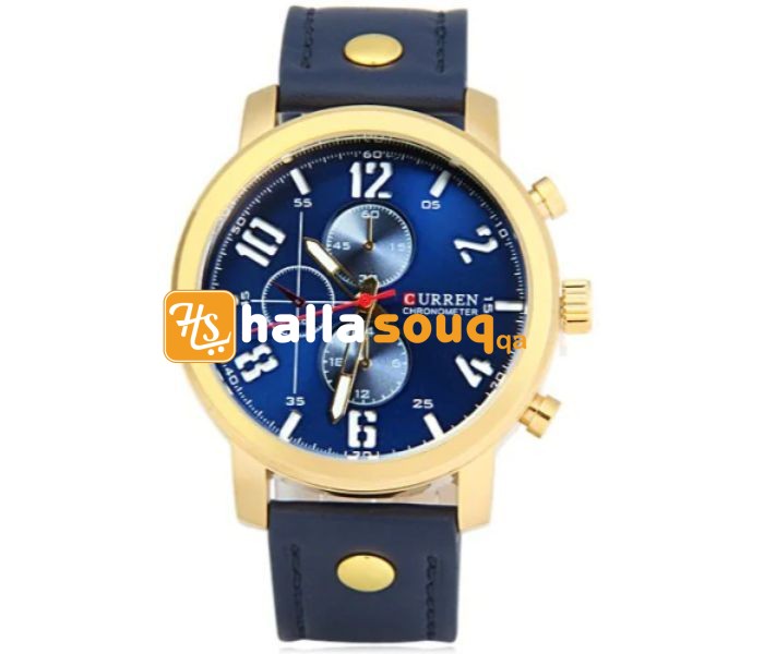 Curren 8192 Quartz Watch With Leather Band For Men Blue