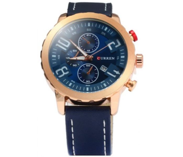 Curren 8193 Date Display Quartz Watch With Leather Strap For Men Blue