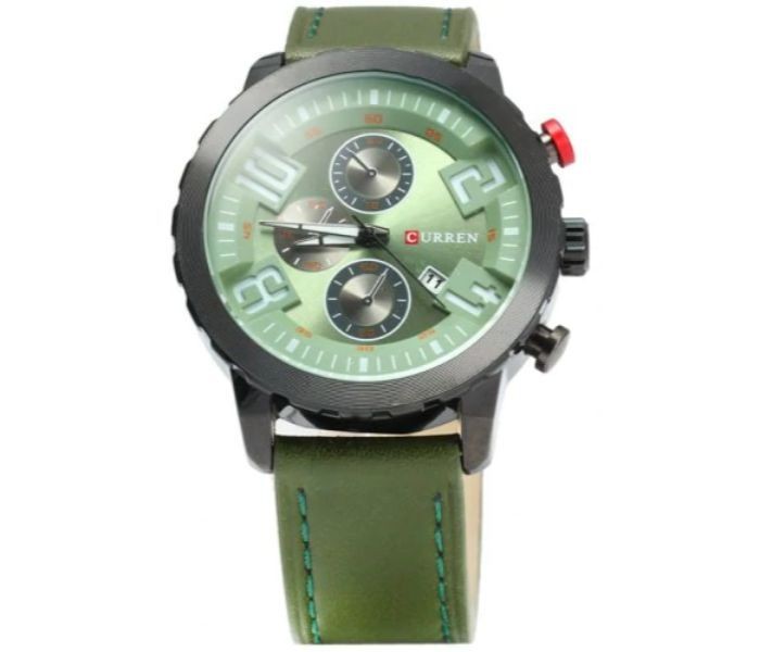 Curren 8193 Date Display Quartz Watch With Leather Strap For Men Green