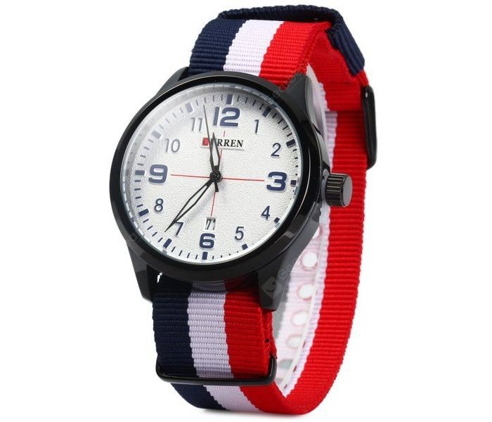 Curren 8195 Date Display Quartz Watch With Canvas Band For Men White