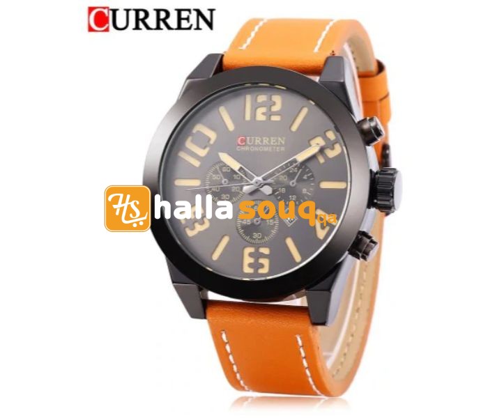 Curren 8198 Quartz Curren Watch For Men - Yellow And Black