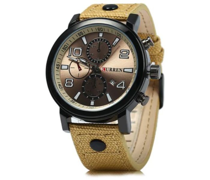 Curren 8199 Quartz Watch With Date Function For Men Yellow