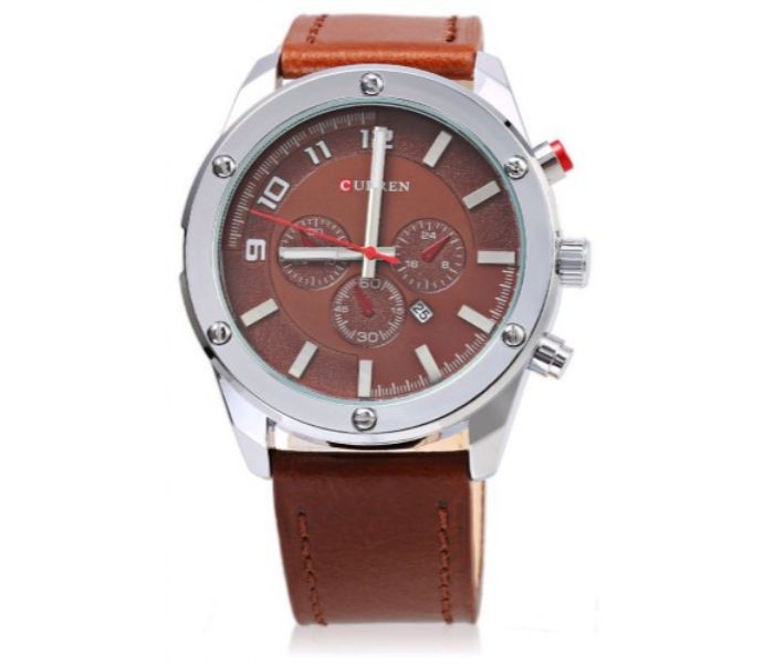 Curren 8204 Analog Quartz Curren Watch For Men - Coffee