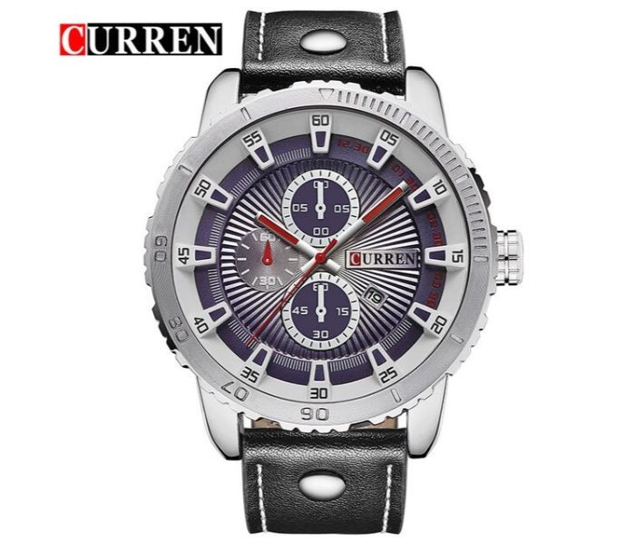 Curren 8206 Casual Analog Quartz Curren Watch For Men - Black And Blue