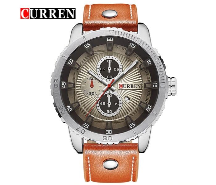 Curren 8206 Casual Analog Quartz Curren Watch For Men - Brown And Grey