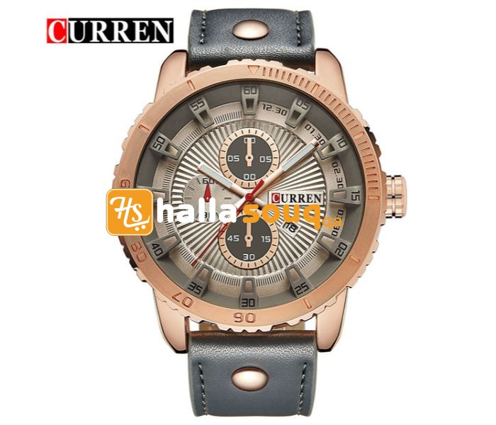 Curren 8206 Casual Analog Quartz Curren Watch For Men - Grey