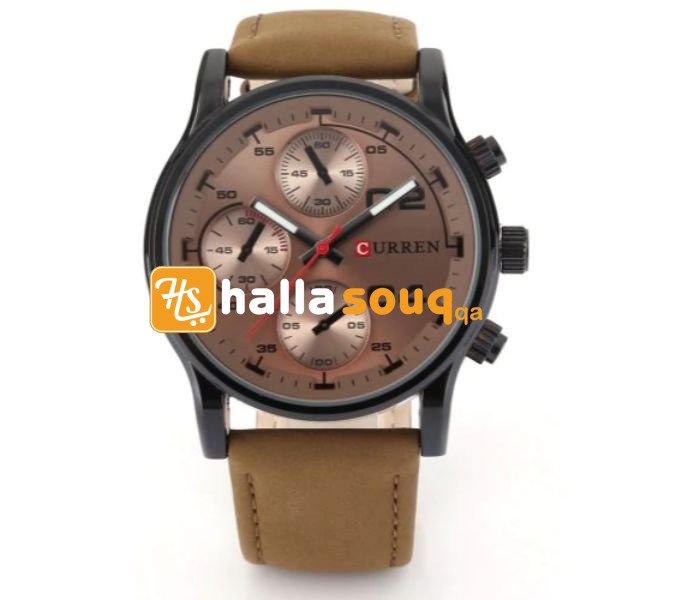 Curren 8207 Casual Analog Quartz Curren Watch For Men - Brown