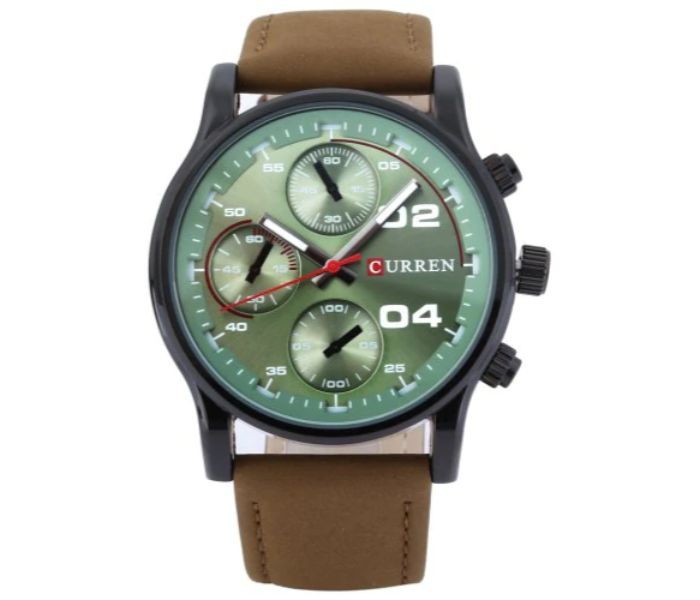 Curren 8207 Casual Analog Quartz Curren Watch For Men - Green And Brown