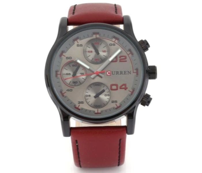 Curren 8207 Casual Analog Quartz Curren Watch For Men - Grey And Red