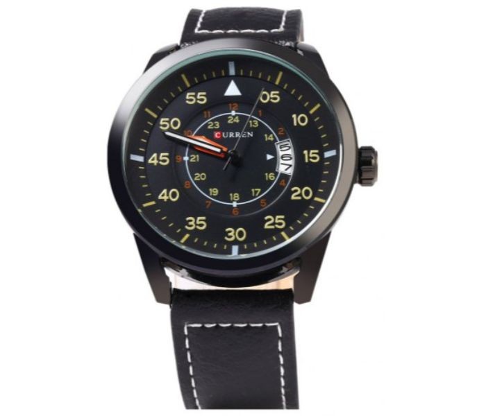 Curren 8210 Casual Analog Quartz Curren Watch For Men - Black And Yellow