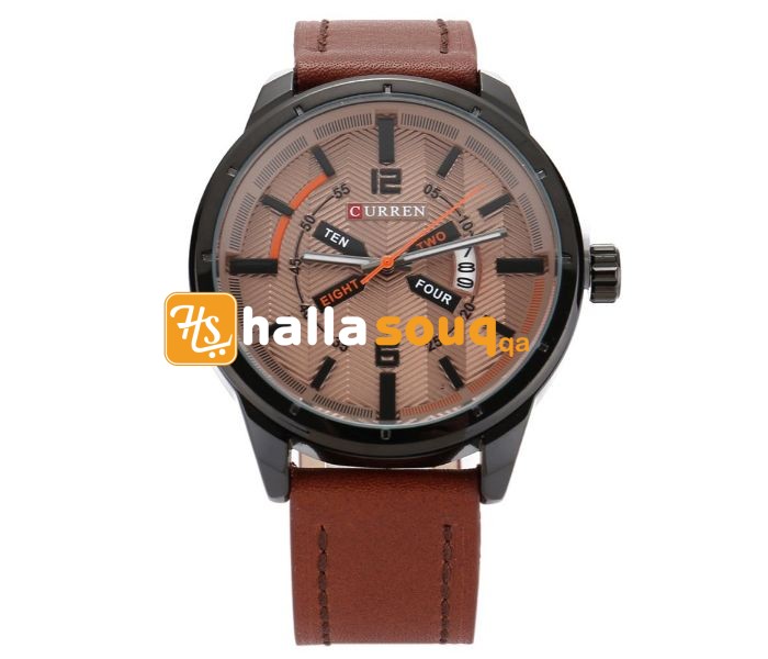 Curren 8211 Casual Double Scale Quartz Curren Watch For Men - Brown and Coffee