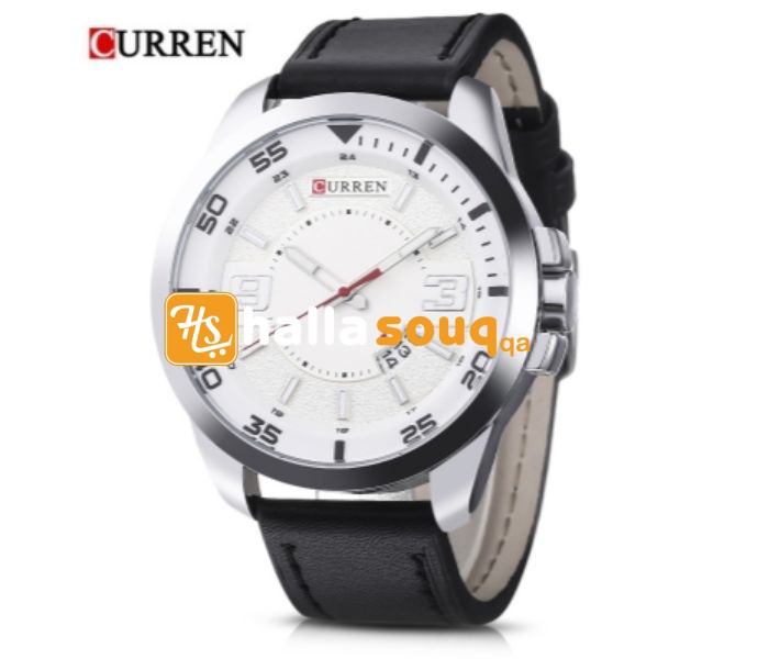 Curren 8213 Casual Date Display Quartz Curren Watch For Men - Black and White